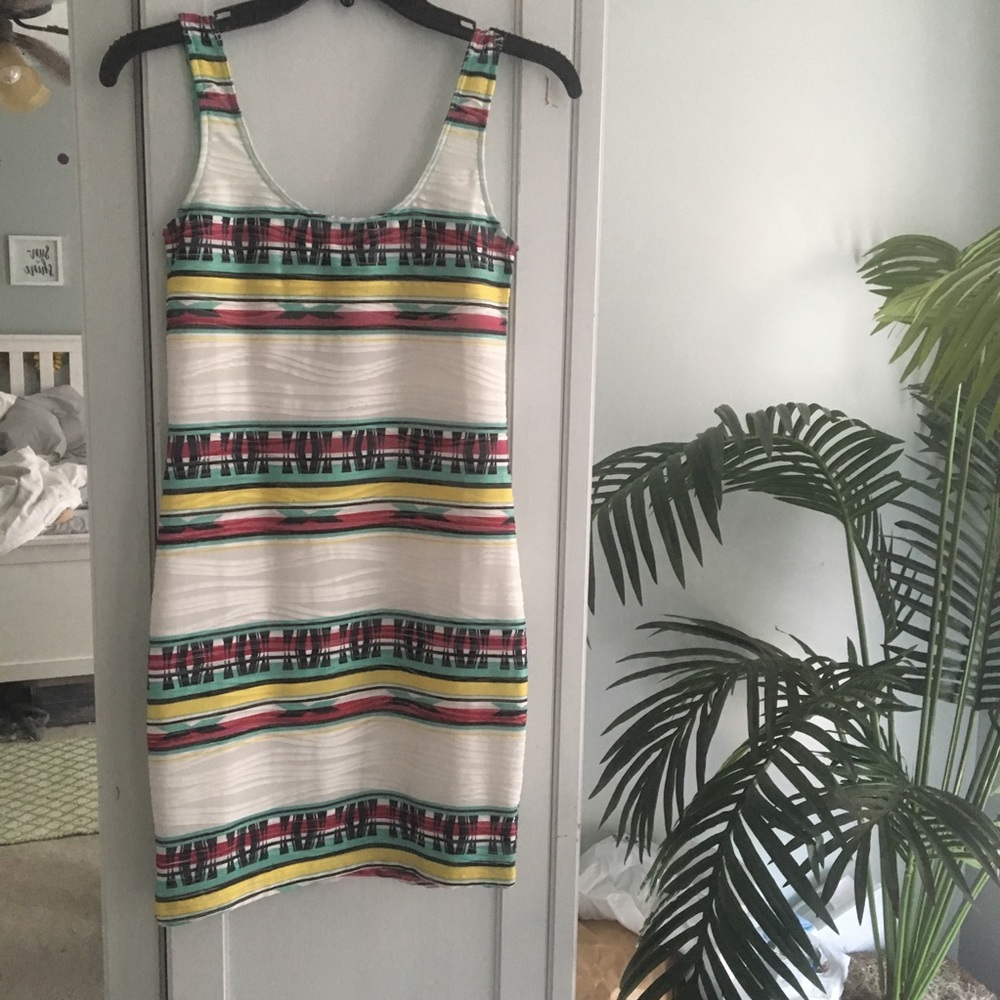 White and stripped fitted dress